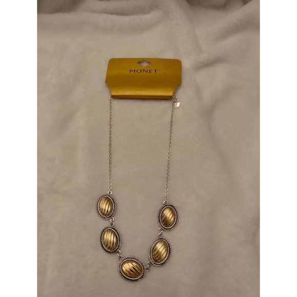 Monet silver&gold tone metal necklace - Picture 1 of 3